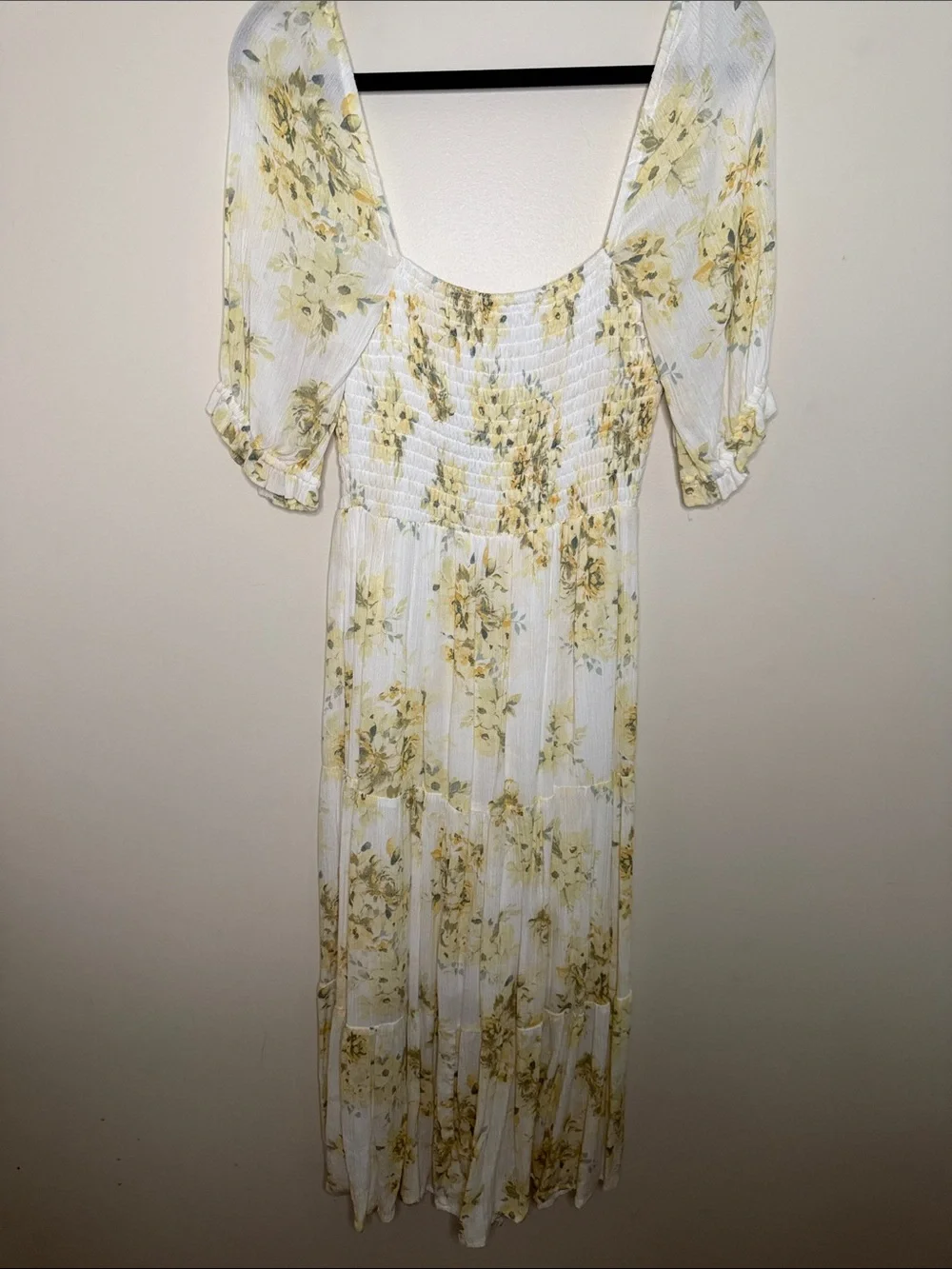 Abercrombie & Fitch White Maxi Dress with Yellow Floral Print